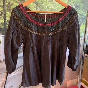 Free People smocked cotton top size medium